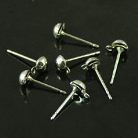 4mm Half-Ball Post Earring Stud w/closed drop loop, silver, 3/8in post, pk/12