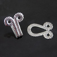 42mm Hook & Eye Clasp, Silver Stamped Metal, each