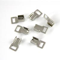 10x5mm Fold Over Crimp End/Connector, Silver Finish, pk/12
