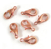 12x6mm Copper Curved Lobster Claw Clasps, pk/6