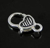 32x19mm Antique Silver Urmen Heart Lobster Claw Clasp pk/2