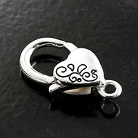 24x13mm Silver Heart Lobster Clasp, ea