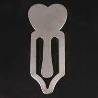 2.25x0.75in Heart Clip Bookmark, Bright Silver, ea