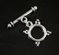 10mm Fancy Round Toggle Clasp, Silver pk/2