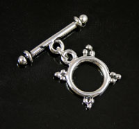 10mm Fancy Round Toggle Clasp, Silver  pk/2