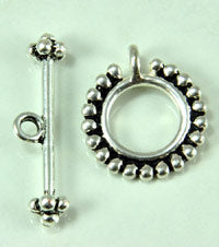 22mm Studded Antiqued Classic Silver Metal Toggle Clasp pk/2