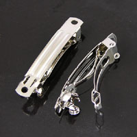 40mm(1.6in) Silver French Style Auto-Lock Barrette, pkg/12