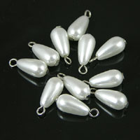 6x12mm Teardrop Cultured Pearl Drop-Bead w/looped silver head pin, pk/12