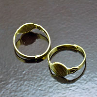 10mm Gold Adjustable Rings, perfect for gluing, pk/12