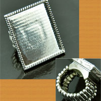 Rectangle Designer Ring Base, adj. stretch band, Silver, ea