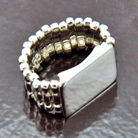 Stretch Ring Base, flat rectangle, silver, each