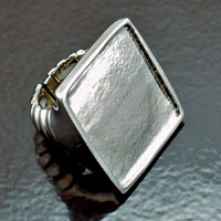 Stretch Ring Rectangle Bezel Base, silver tone, each