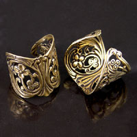 20mm Victorian Floral Filigree Adjustable Ring Base, Antiqued Gol-pk/6