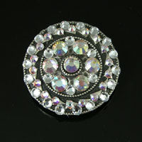 Designer Crystal Concho, Antiqued Silver w/Chicago Screw Back, ea