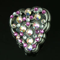 Designer's Crystal Heart Concho, Antiqued Silver w/Chicago Screw Back, ea
