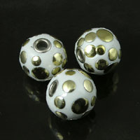 19mm Tibetan Style Beads, Gold White, strand