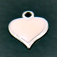 11mm Pink Heart Enameled Charm, pack of 6
