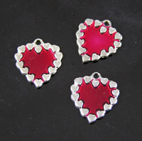 Ruby Heart Enamel Charm, pk/6