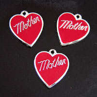 Red Heart 'Mother' Enamel Charm, pk/6