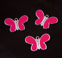 Fuchsia Butterfly Enamel Charm, pk/6