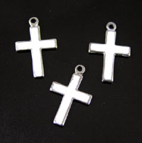 White Cross Enamel Charm, pack of 6