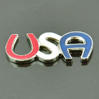 'USA' Letters Enameled Charm, USA-Red, White & Blue pk/4