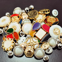 Vintage Look Button Mix, Silver, Gold, N Stones, 4 ounces