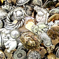 Scoop Stuff Grab Bag: Vintage German Plated Charms & Components Mix, 1/2 pound