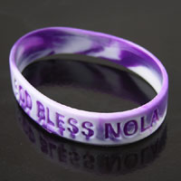 Stretch Bracelet God Bless NOLA-Purple-n-White, pk/12