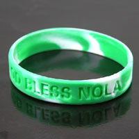 Stretch Bracelet God Bless NOLA-Green-n-White, pk/12