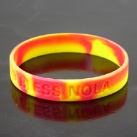 Stretch Bracelet God Bless NOLA-Yellow-n-Orange, pack of 12