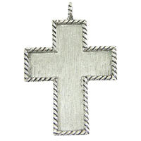 2.75 inch Cross Bezel Designer Pendant, silver, each