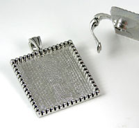 Silver Pewter Square Designer Pendant