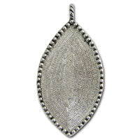 1.5x3in Pewter Leaf Shaped Designer Pendant, ea