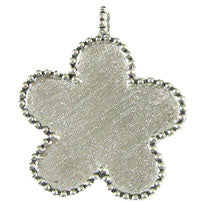 2.13x2.5in Silver Flower Shaped Bordered Designer Pendant, -ea
