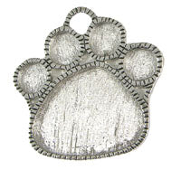 2.13x2.13in Pewter Paw Print Shaped Designer Pendant