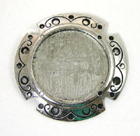 2 inch Round Scrolled Silver Bezel Pendant, each