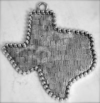 3in Texas Shaped Designer Pendant(bezel), Silver w/star border