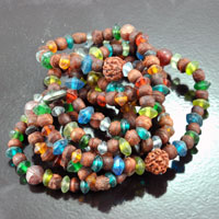 46in Necklace, Wood and Glass Beads, ea