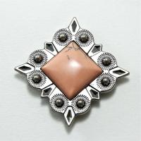 37mm Square Concho with stone salmon
