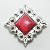 37mm Square Concho Red stone matrix