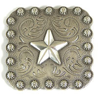 2.25 inch Square Silver Plated Western Lone Star Concho each