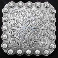 2.25in Square Silver Plated Engraved Berry Concho each