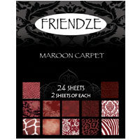 Friendze Designer Papers, 3x4in sheets - Maroon Carpet, pkg/24 sheets