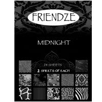 Friendze Designer Papers, 3x4in sheets - Midnight-Black/Gray, pkg/24 sheets