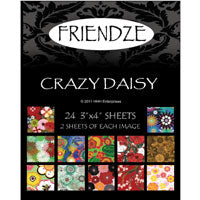 Friendze Designer Papers, 3x4in sheets Crazy Daisy, pkg/24