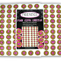 H3 Altered Art Papers, Pink Alpha Cheetah - 120 Letters-Bottle Cap Designs, pkg