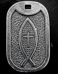 28x46mm Brittanium Ichthus Cross Dog Tag Pendant on Cord Neck, ea