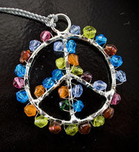 50mm Beaded Multi-Color Silver Peace Pendant, each