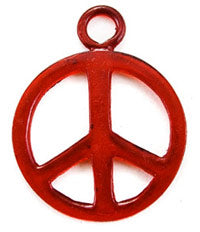 39mm Red Lucite Peace Sign Pendant, pk/2